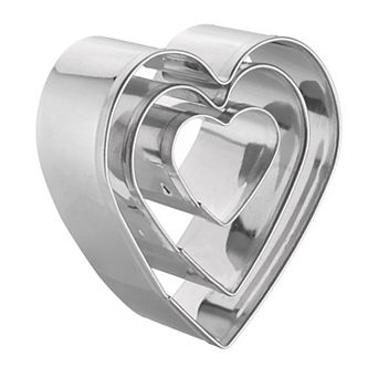 3 pc Stainless Steel Cookie Cutter Set, Assorted Sizes Biscuit Mould for Pastry, Fondant & Cake