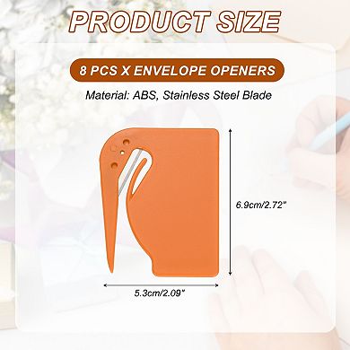 8Pcs Stainless Steel Letter Opener, Portable Envelope & Package Slitter Tool for Office & Home