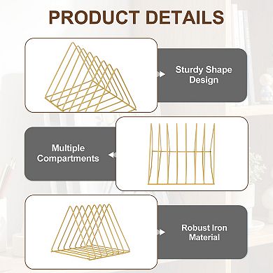 Triangle File Sorter Organizer Metal Magazine Holder for Office 1 Pcs
