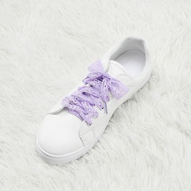 Women's Hollow Flower 2.5cm Width Flat Embroidered Laces Shoelace 2 Pairs 31.5"