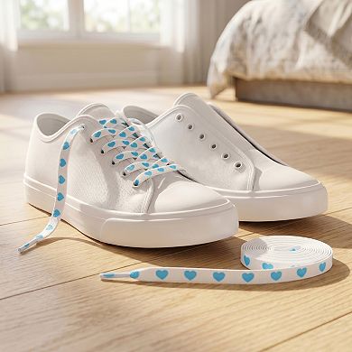 1 Pair Heart Printed Cute Flat Shoelaces for Sneakers 39.4"