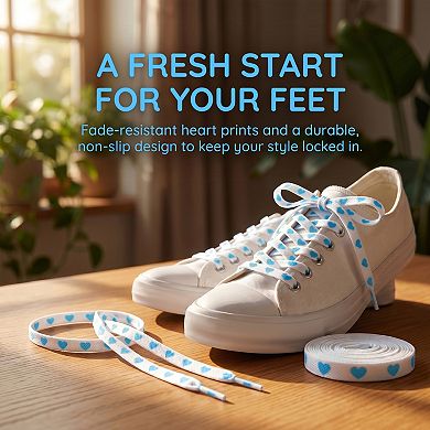1 Pair Heart Printed Cute Flat Shoelaces for Sneakers 39.4"