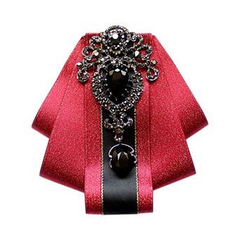 Women's Rhinestone BowTie Pre-tied Ribbon Retro Ties for Elegant Party
