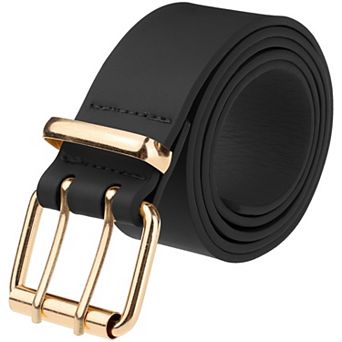 Women Men Double Grommet Belt Faux Leather Punk Rock Metal Octagon Waist Belts for Jeans
