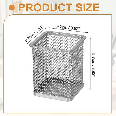 Square Pen Holder, 3.8 x 3 Inch Metal Mesh Pencil Cup for Desk Office Pen Organizer 1 Pcs