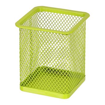 Square Pen Holder, 3.8 x 3 Inch Metal Mesh Pencil Cup for Desk Office Pen Organizer 1 pc