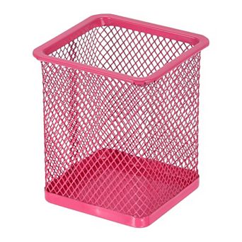 Square Pen Holder, 3.8 x 3 Inch Metal Mesh Pencil Cup for Desk Office Pen Organizer 1 pc