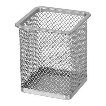 Square Pen Holder, 3.8 x 3 Inch Metal Mesh Pencil Cup for Desk Office Pen Organizer 1 pc