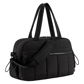 Quilted Travel Duffel Bags for Women with Multiple Zipper Pockets and Detachable Shoulder Strap
