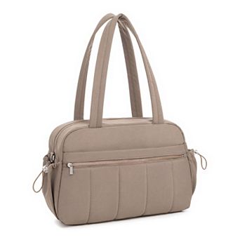Quilted Travel Duffel Bags for Women with Multiple Zipper Pockets and Detachable Shoulder Strap