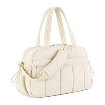 Quilted Travel Duffel Bags for Women with Multiple Zipper Pockets and Detachable Shoulder Strap