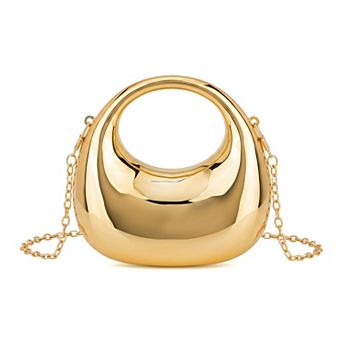 Acrylic Mini Top Handle Bag for Women Metallic Clutch Purse with Removable Chain Strap