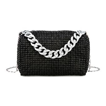 Elegant Rhinestone Evening Bags for Women with Chunky Crystal Handle and Thin Chain Strap
