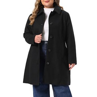 Women's Plus Size Point Collar Single Breasted Warm Coat