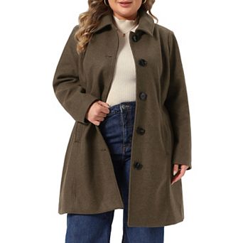 Women's Plus Size Point Collar Single Breasted Warm Coat