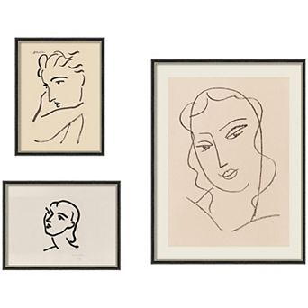 Portrait 3 pc Framed Wall Art Print Set by Henri Matisse