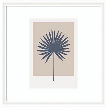 Muted Tan and Blue Colorblock Botanical Palm by The Creative Bunch Studio Framed Wall Art Print