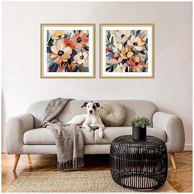 Garden Bloom Abstract Bouquet 2 Piece Framed Wall Art Print Set by The Creative Bunch Studio