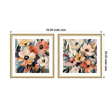 Garden Bloom Abstract Bouquet 2 Piece Framed Wall Art Print Set by The Creative Bunch Studio