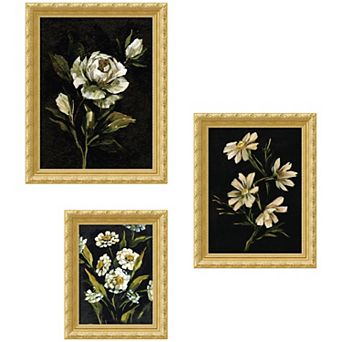 Moody Whites Floral No. 2 3 pc Framed Wall Art Print Set by Annie Quigley