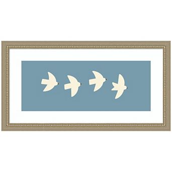 Minimalist Birds Panel Blue by Laura Moss Framed Wall Art Print