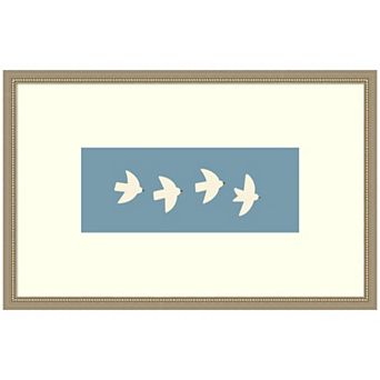 Minimalist Birds Panel Blue by Laura Moss Framed Wall Art Print
