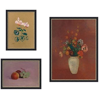 Cyclamen, Still Life, & Bouquet Odion Redo 3 pc Framed Wall Art Print Set