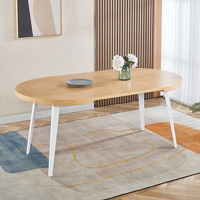 Extendable Dining Table MDF Top Metal Legs 39 to 71 Inch Adjustable Office Table