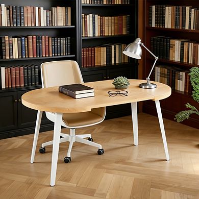 Extendable Dining Table MDF Top Metal Legs 39 to 71 Inch Adjustable Office Table