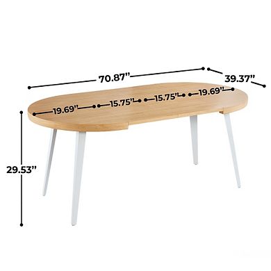 Extendable Dining Table MDF Top Metal Legs 39 to 71 Inch Adjustable Office Table
