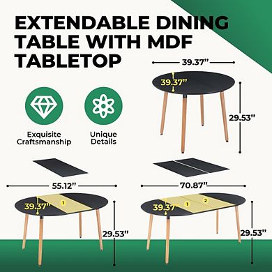Extensible Dining Table Office Coffee Table Wood Leg MDF Top