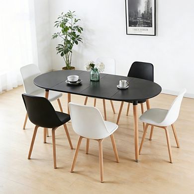 Extensible Dining Table Office Coffee Table Wood Leg MDF Top