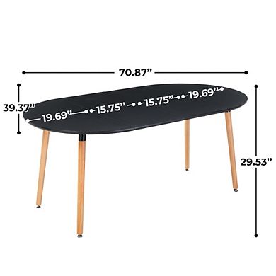 Extensible Dining Table Office Coffee Table Wood Leg MDF Top