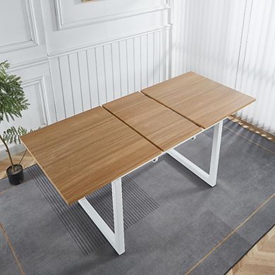 Extendable Square Dining Table 55.11 to 70.86 in L Space Saving Kitchen Table
