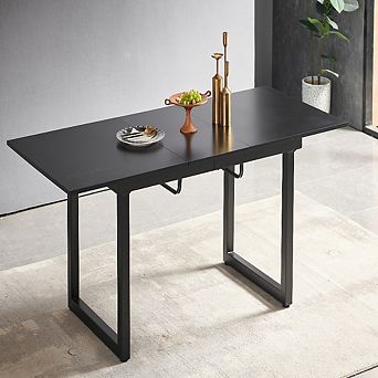 Extendable Dining Table 70.86x31.5x29.5 Inch Space Saving Modern Kitchen Table for Living Room