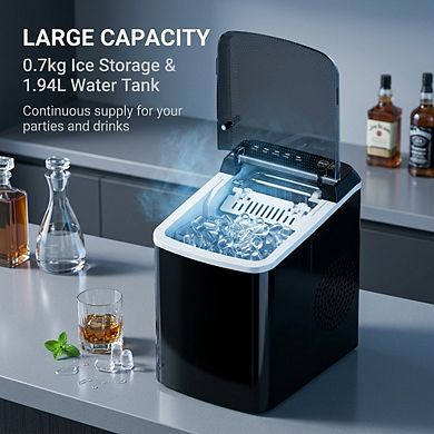 Countertop Ice Maker Machine 33lbs- Portable Self-Cleaning Bullet Ice Machine for Kitchen