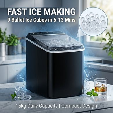 Countertop Ice Maker Machine 33lbs- Portable Self-Cleaning Bullet Ice Machine for Kitchen
