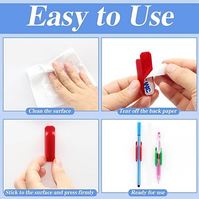 Adhesive Pencil Holder Set with Non-Slip Interior, 10 Pack