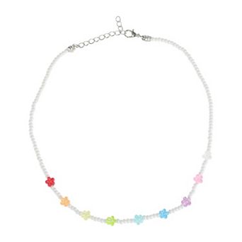 Flower Beaded Necklace Colorful 1 pc