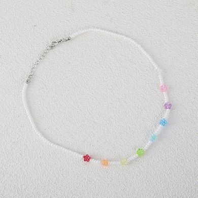Flower Beaded Necklace Colorful 1Pc