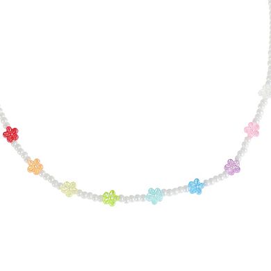 Flower Beaded Necklace Colorful 1Pc