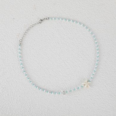 Starfish Beaded Necklace Green White 1Pc