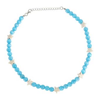 Star Beaded Necklace Blue 1 pc
