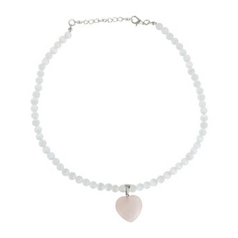 Cat's Eye Beaded Necklace White Pink 1 pc