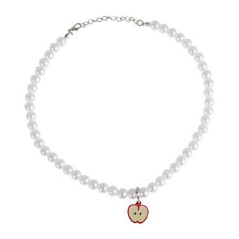 Dainty Beaded Necklace Beige Red 1 pc