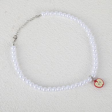 Dainty Beaded Necklace Beige Red 1Pc