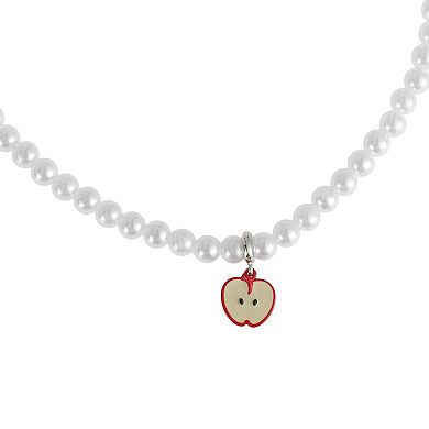 Dainty Beaded Necklace Beige Red 1Pc