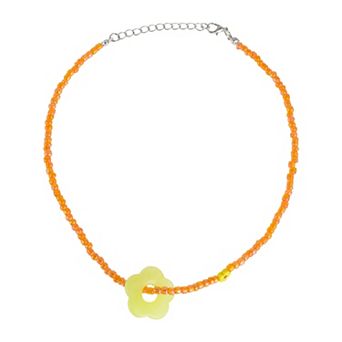 Fashion Beaded Necklace Orange 1 pc