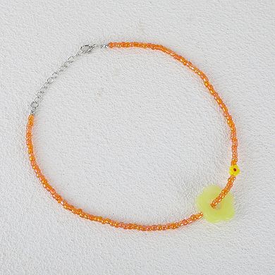 Fashion Beaded Necklace Orange 1Pc