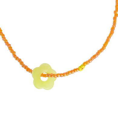 Fashion Beaded Necklace Orange 1Pc